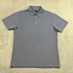 Unbound Merino Polo Shirt Mens Large Blue Wool Polyester Blend Short Sleeve